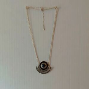 Silver Retro Necklace with blue green stone,  measures 20", can lengthen to 23"